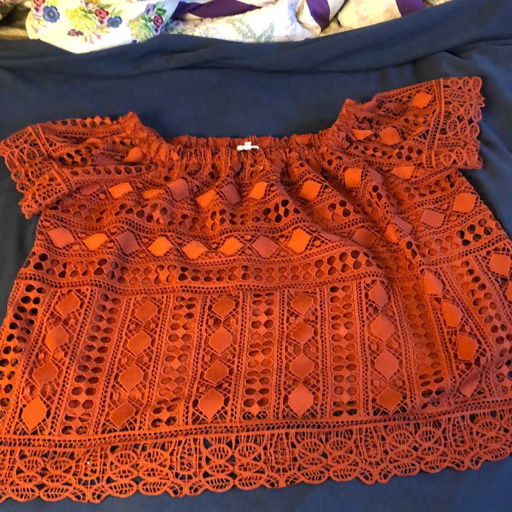 Burnt orange lacey top